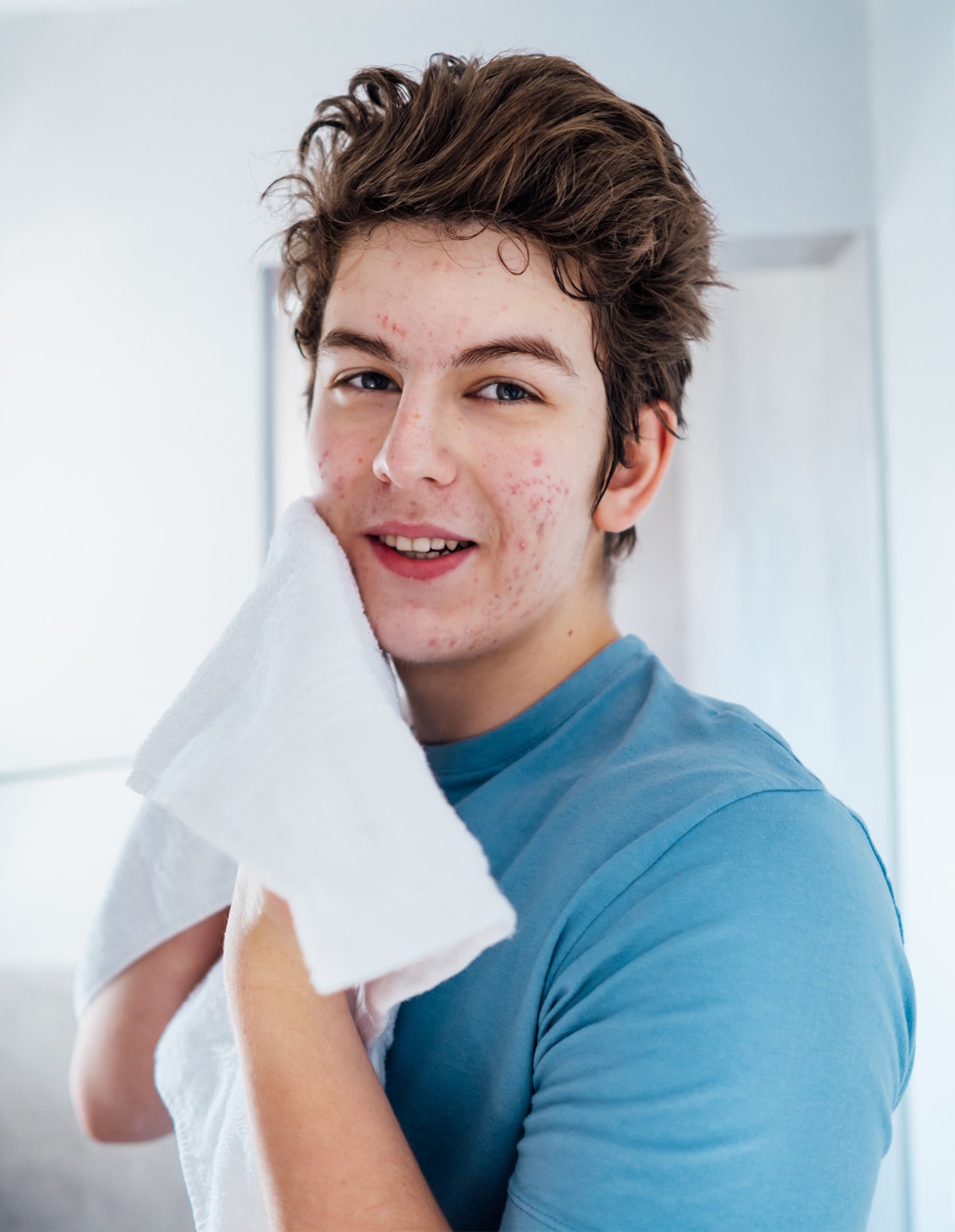 a person in a blue shirt